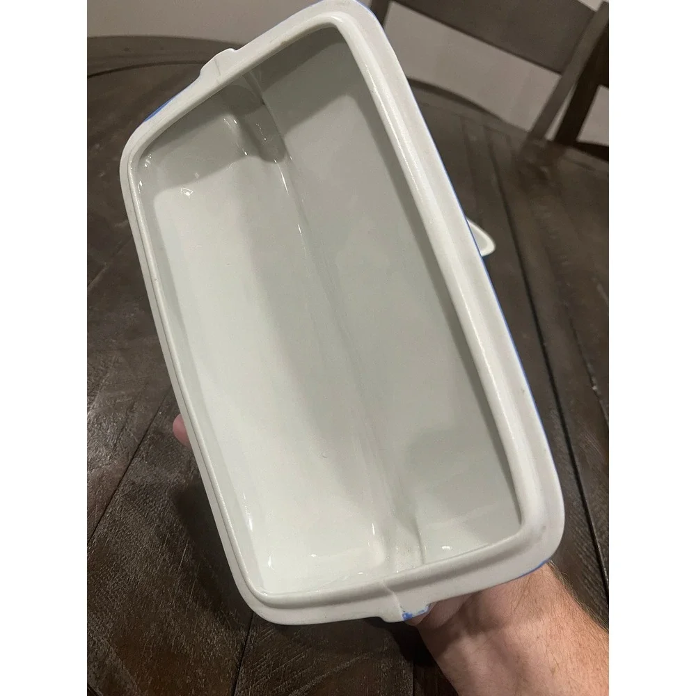 Hall Blue Ceramic Refrigerator Dish & Lid Vintage Art Deco 5014 for Westinghouse